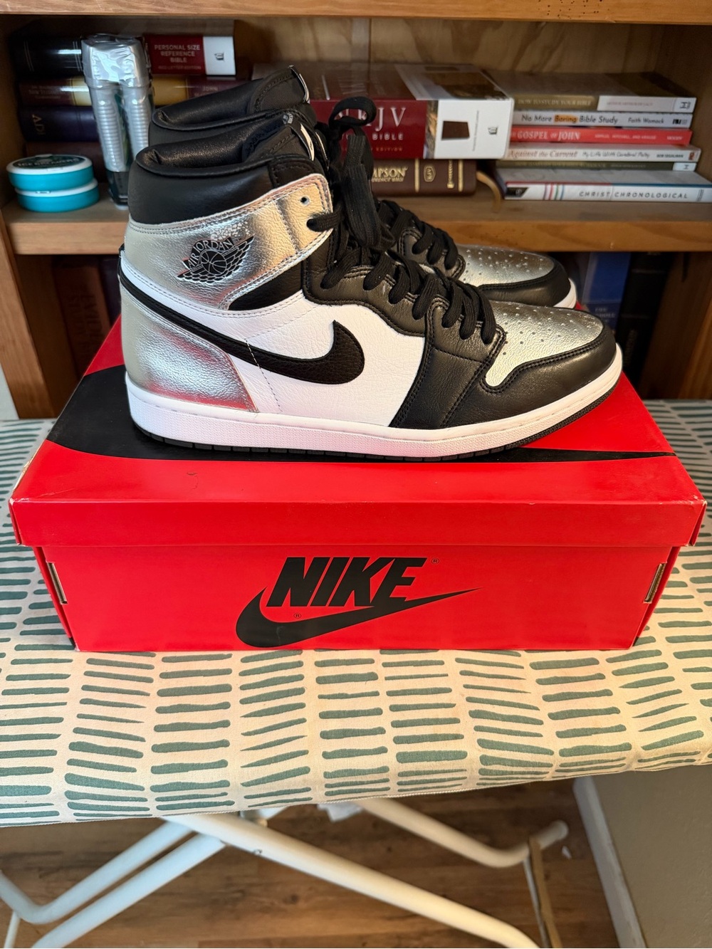 Jordan Men's High Top Sneakers - Black and Silver - Picture 2 of 13